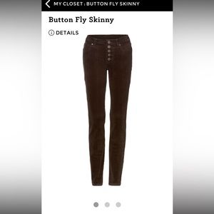 Cabi skinny chocolate cords